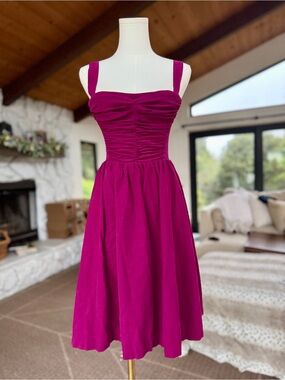 HD in Paris Removable Straps Micro Corduroy Dress with Ruched Bodice